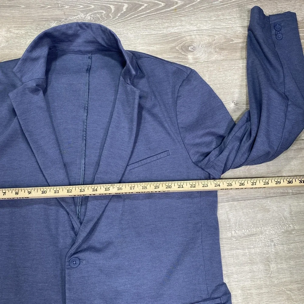 American Tall Blazer Mens 2XL Tall Blue Knit Unstructured Sport Coat Jacket Soft